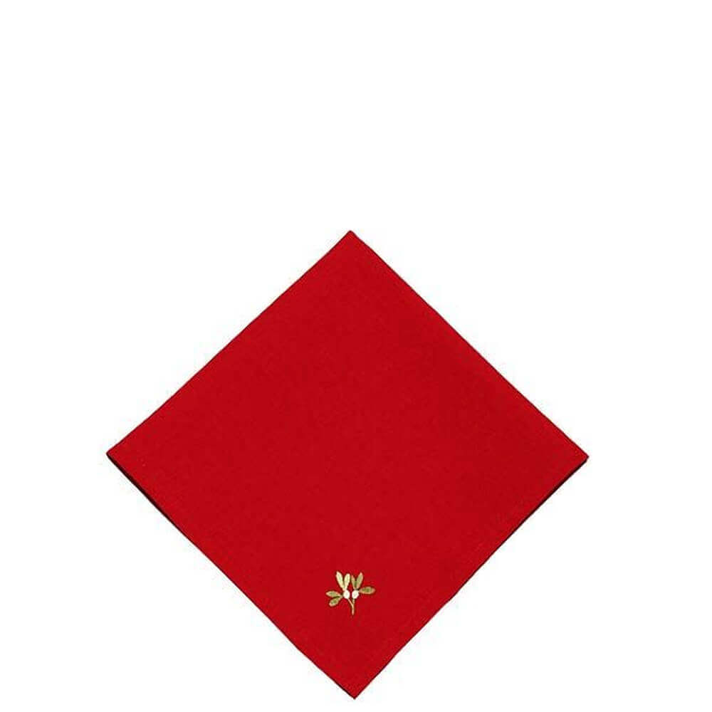 Walton & Co Set of 2 Embroidered Holly Berry Red Napkins